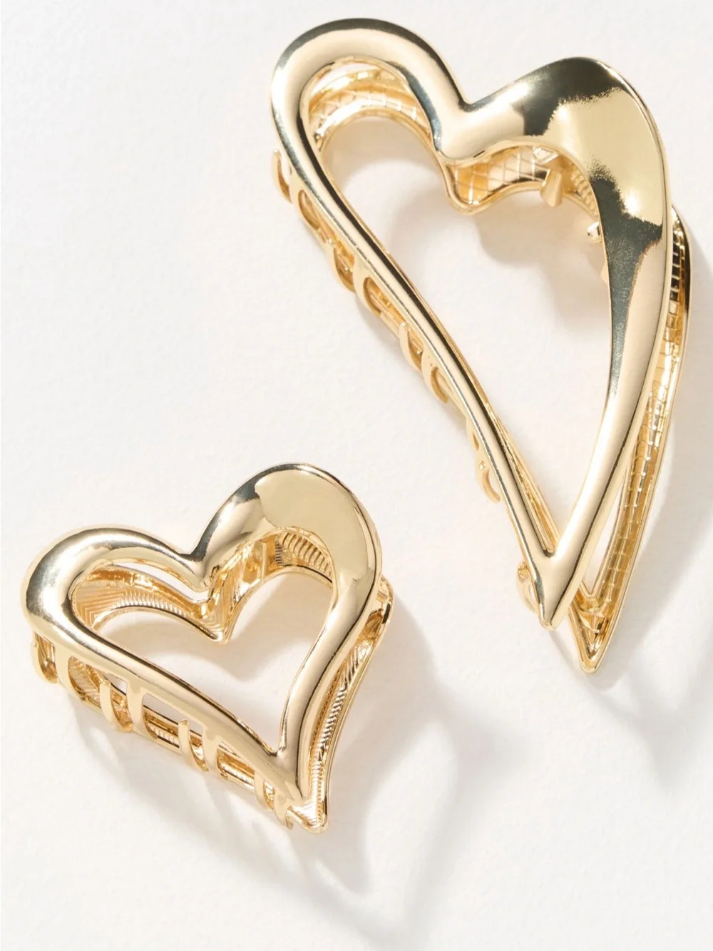 Anthropologie Metal Heart Hair Claw Clips, Set of 2